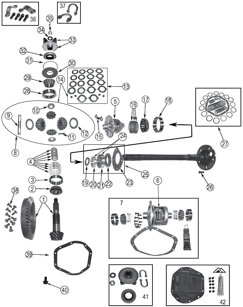Essieu arrière Dana 44 / Essieux bridés